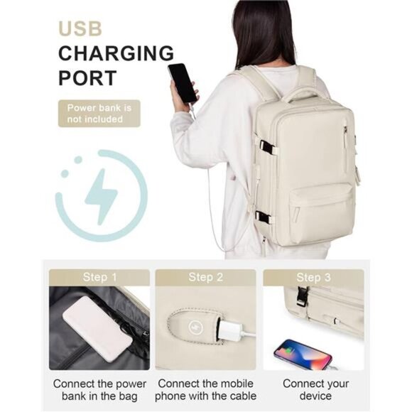 Carry On Backpack for Women, Airline Approved Large Travel Backpack - Picture 3 of 7